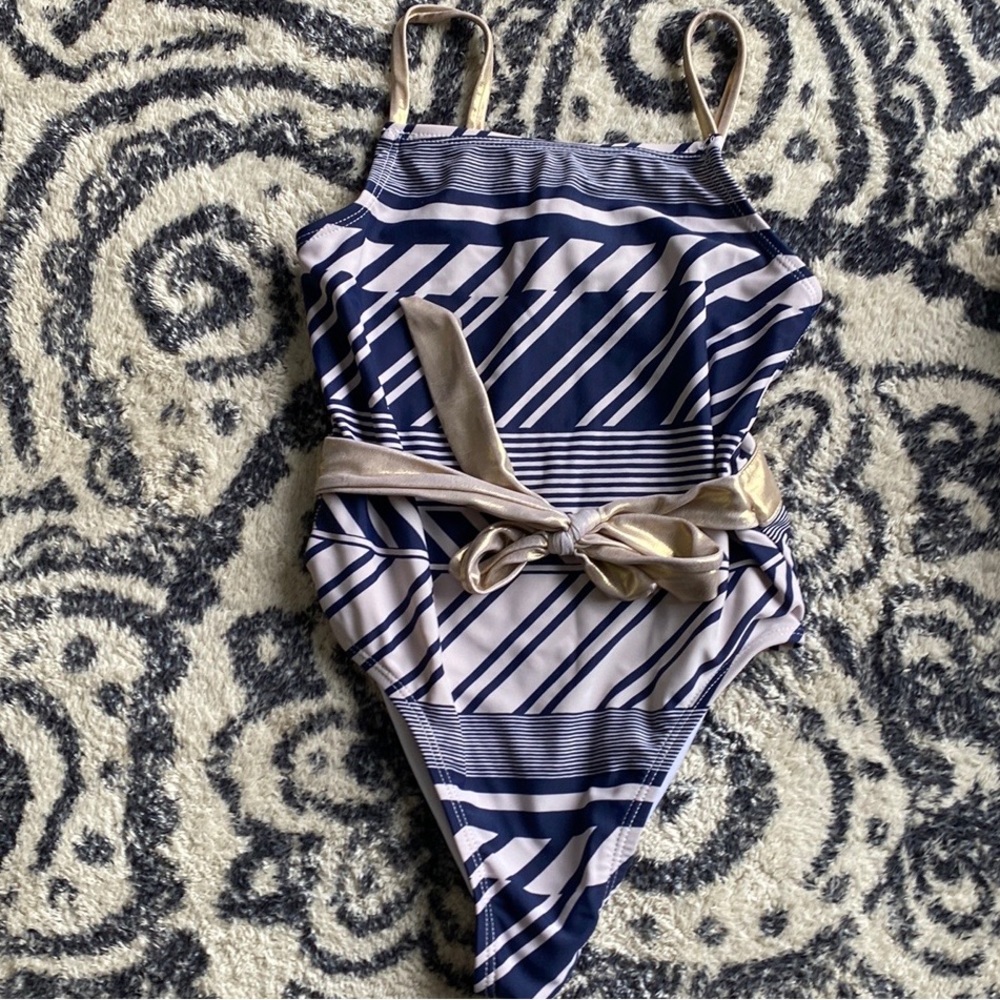 Blue and white Girls swim suits 6 years